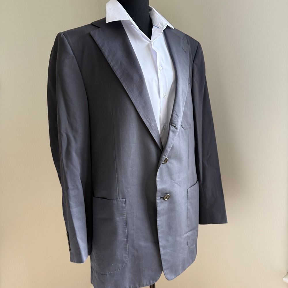 Sulka 100% Silk Suit Mens 44R Gray Made In Italy Pura Seta Lux 2 Pc Blazer Pants